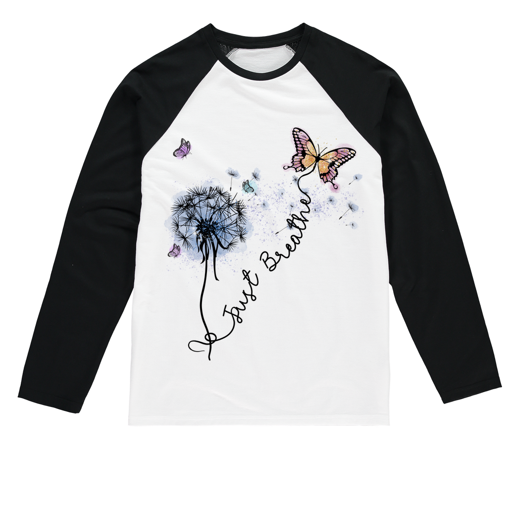 Just Breathe Butterfly Sublimation Baseball Long Sleeve T-Shirt