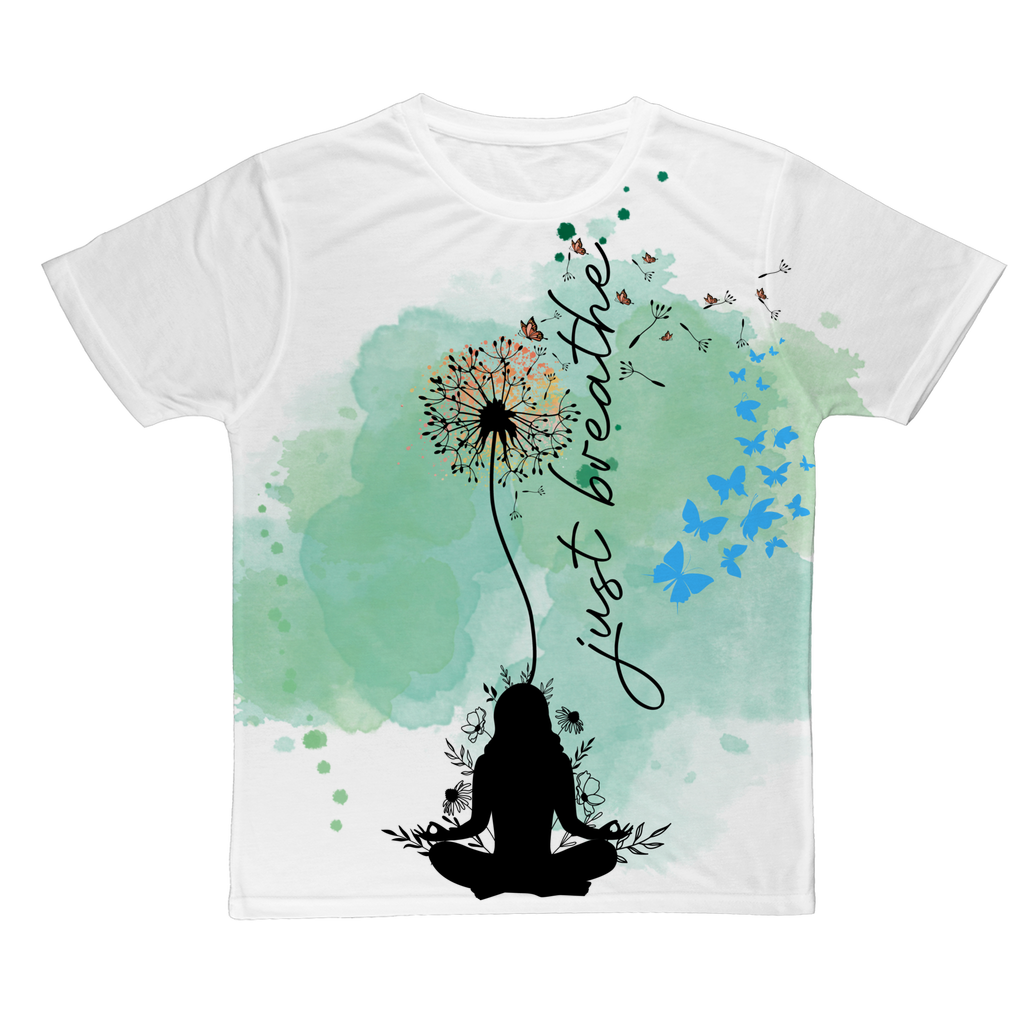 Just Breathe - Green Dandelion Classic Sublimation Adult T-Shirt