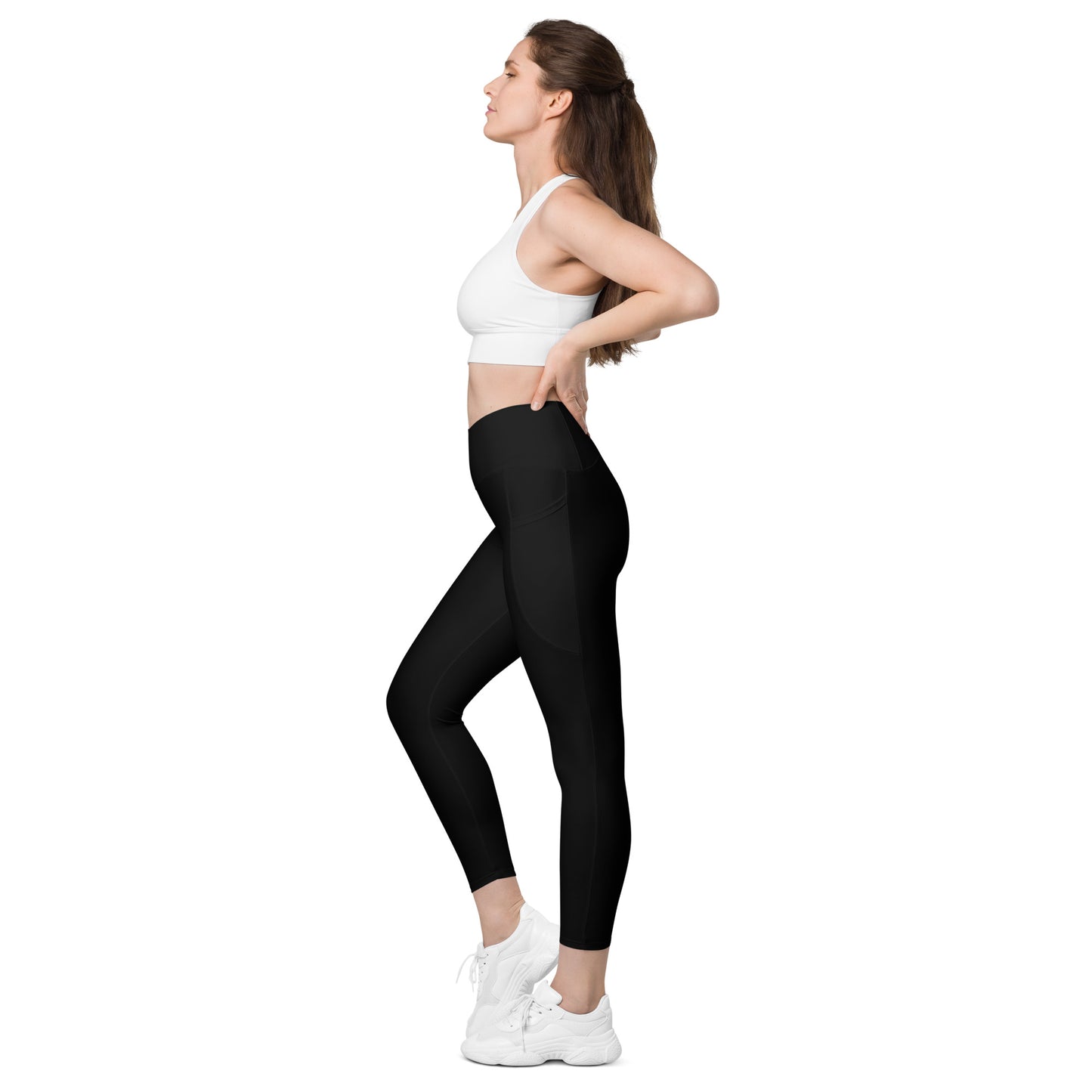Crossover front leggings with pockets
