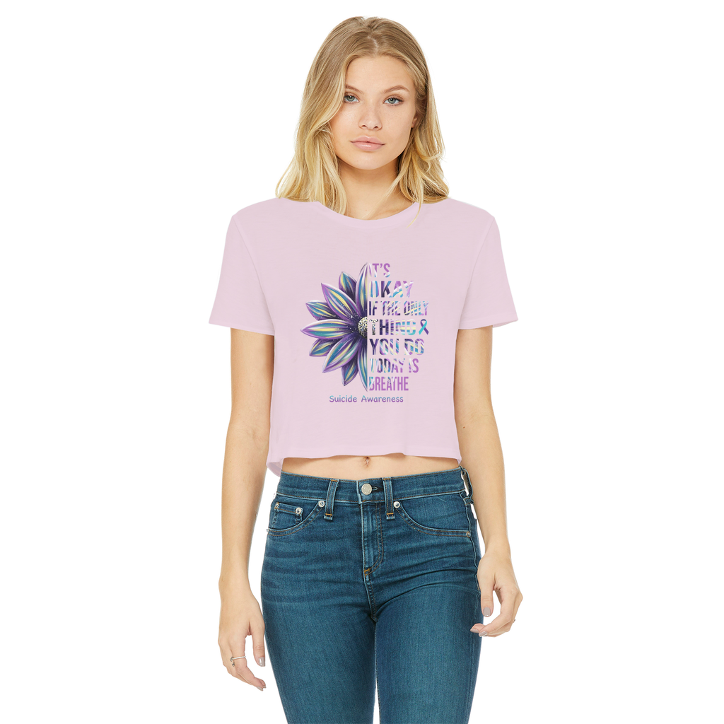 Today Just Breathe Classic Women's Cropped Raw Edge T-Shirt