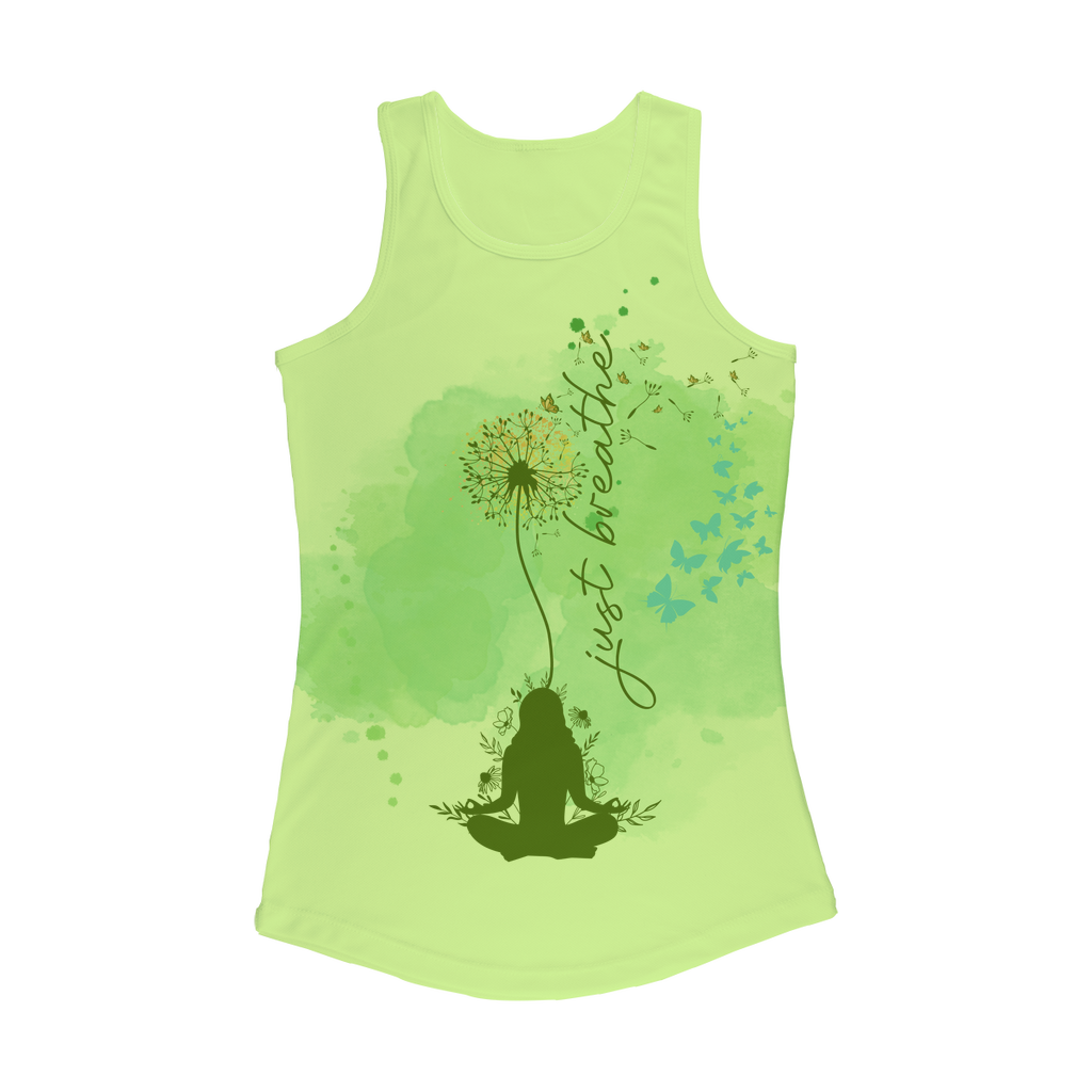 Just Breathe - Green Dandelion Women Performance Tank Top