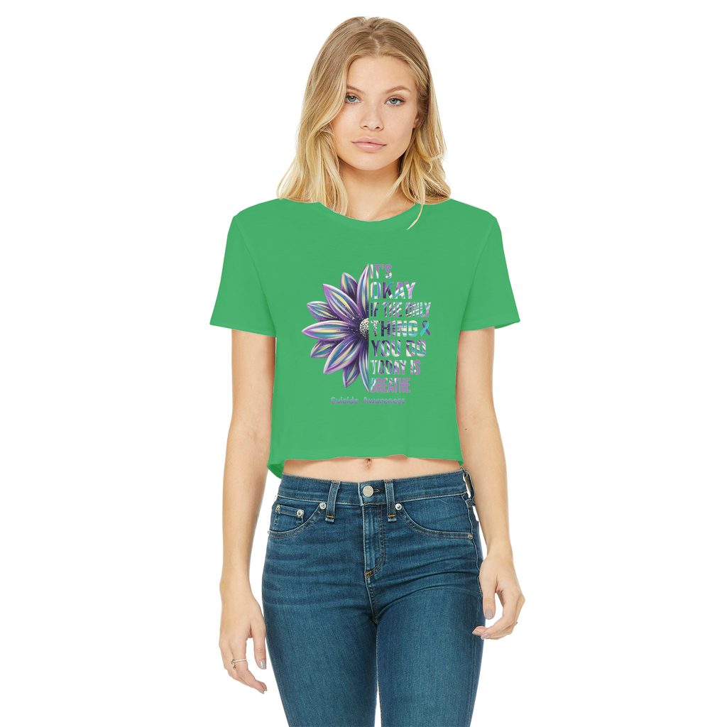 Today Just Breathe Classic Women's Cropped Raw Edge T-Shirt